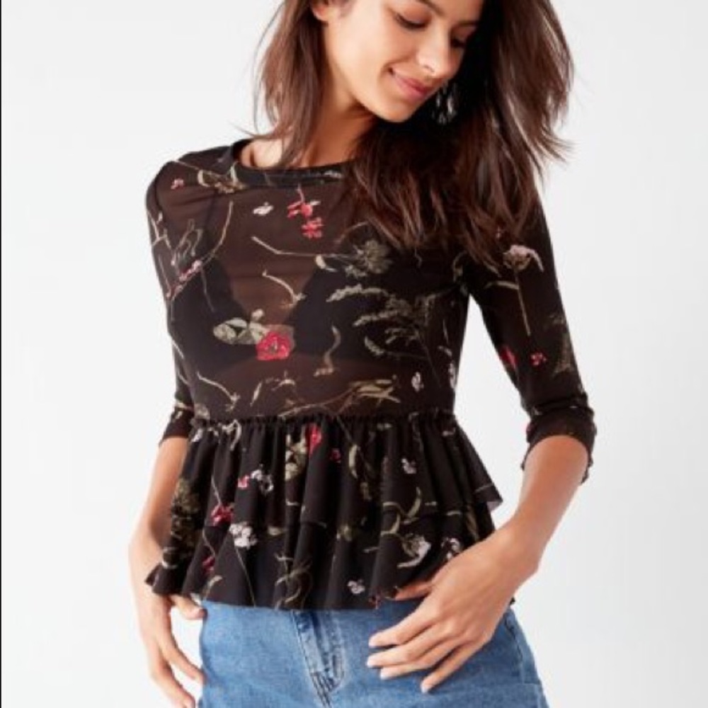 NWT Urban Outfitters Mesh Peplum Top